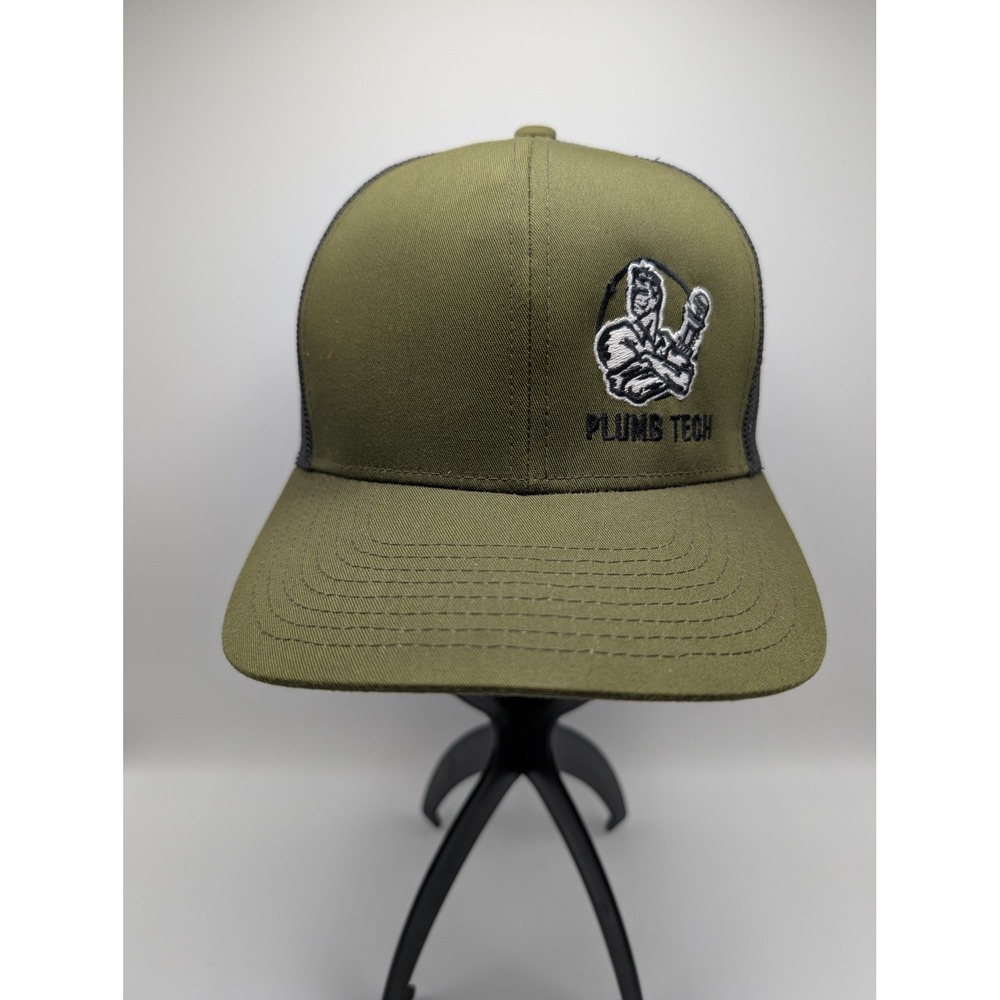 Pacific Headwear 104C Plumb Tech Trucker Hat Olive Green Black Snapback